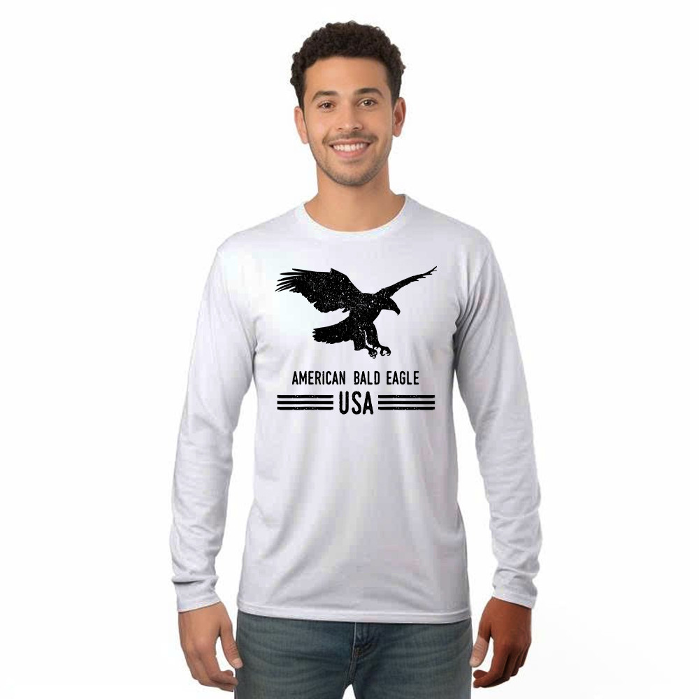 American Bald Eagle USA Shirt For 4th Of July Vintage Long Sleeve Shirt Women Men
