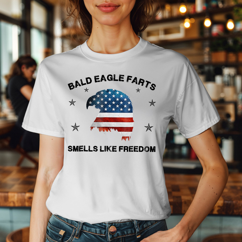 Bald Eagle Farts Smells Like Freedom T-Shirt Patriotic Themed Clothing Mens